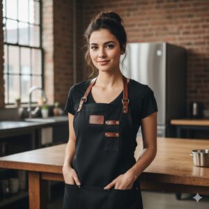 Premium Black Leather Strap Apron